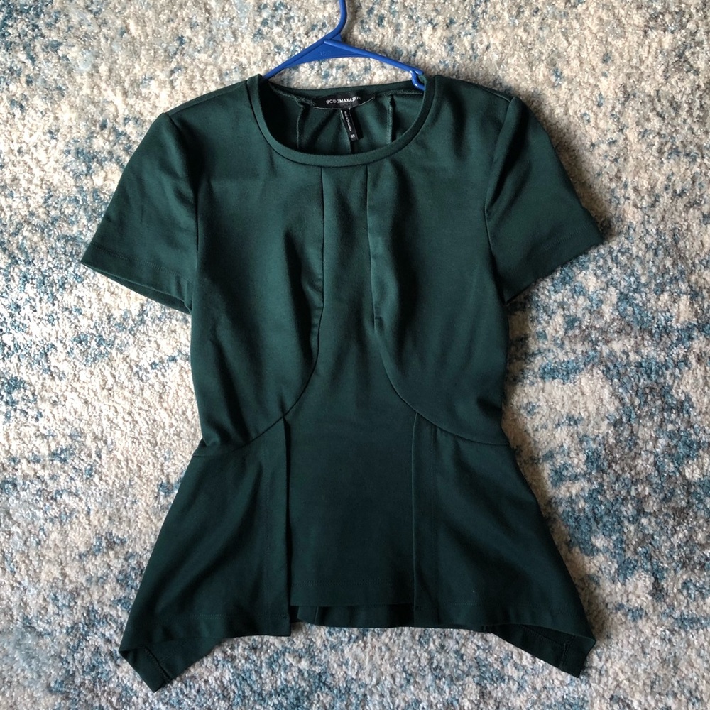 BCBGMazAzria green peplum top size XS